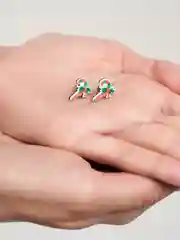 Серый женские серьги-гвоздики новогодние