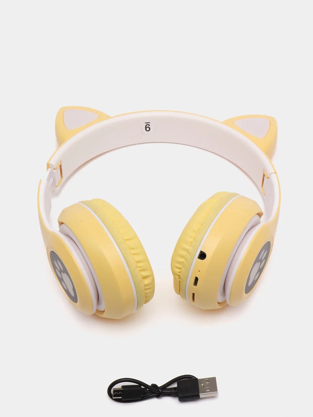 Желтый беспроводные светящиеся наушники с ушками CAT EAR P33M