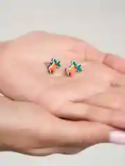 Зеленый женские серьги-гвоздики новогодние