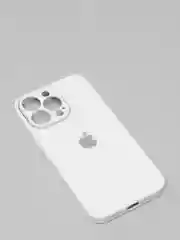 Бежевый меланж чехол силиконовый со стеклянной панелью для iPhone 13 Pro