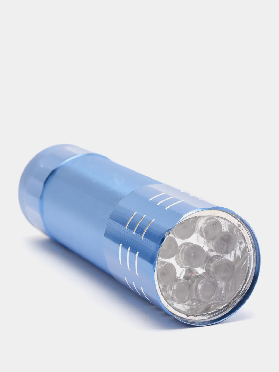 Синий фонарь ручной металлический, 9 LED, 1W, 3 x AAA