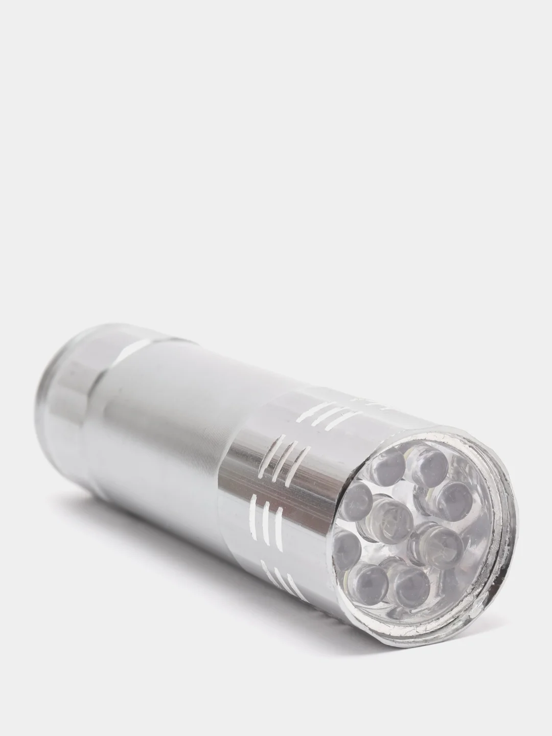 Белый фонарь ручной металлический, 9 LED, 1W, 3 x AAA