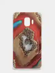 Красный чехол Samsung Galaxy J2 Core, Самсунг Галакси Джи2 Кор силиконовый с мраморным рисунком