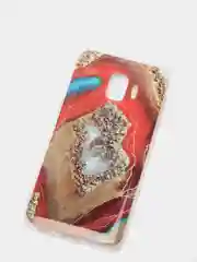 Красный чехол Samsung Galaxy J2 Core, Самсунг Галакси Джи2 Кор силиконовый с мраморным рисунком
