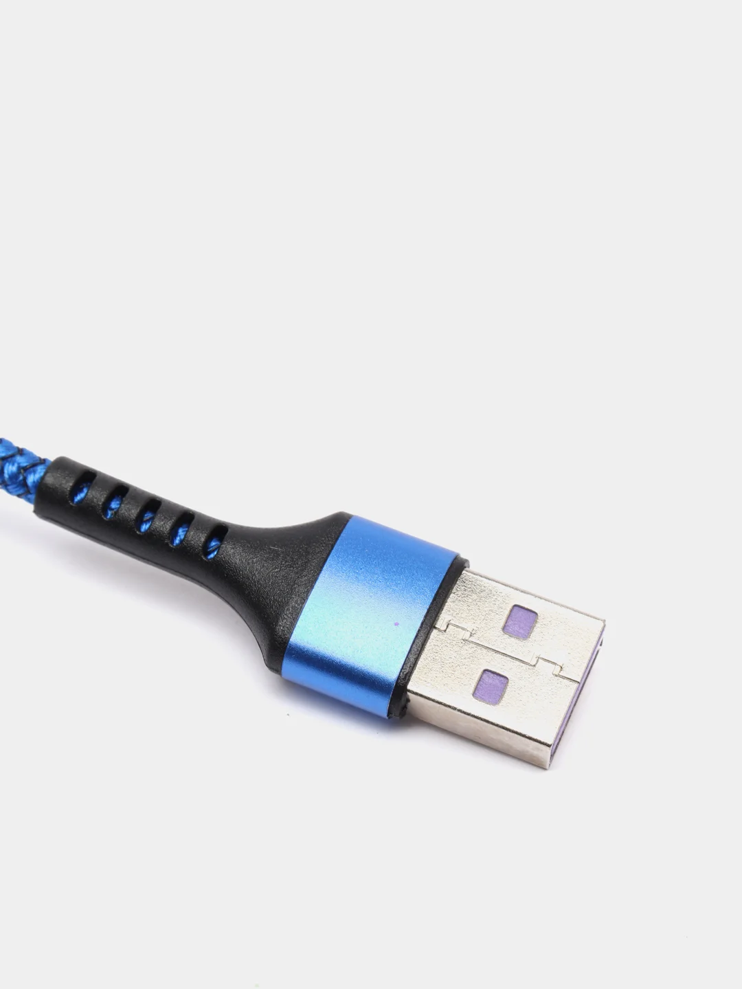 Синий кабель Micro USB, Type-C, Lightning - Iphone (быстрая зарядка андроид) тканевый нейлоновый