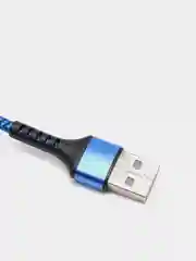 Синий кабель Micro USB, Type-C, Lightning - Iphone (быстрая зарядка андроид) тканевый нейлоновый