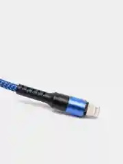 Синий кабель Micro USB, Type-C, Lightning - Iphone (быстрая зарядка андроид) тканевый нейлоновый