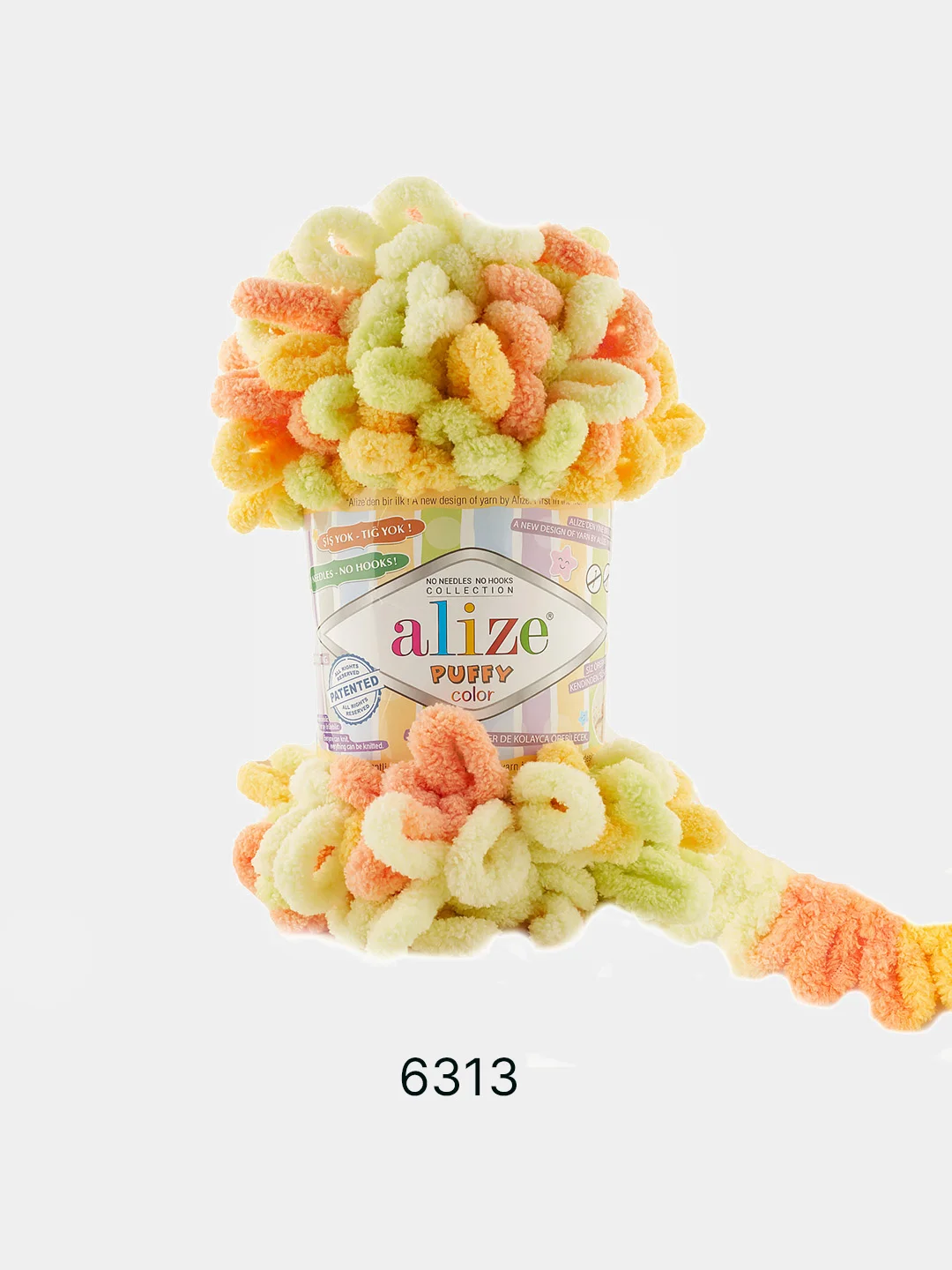 Светло-оранжевый пряжа Alize Puffy Color 100% Микрополиэстер 100г  9м