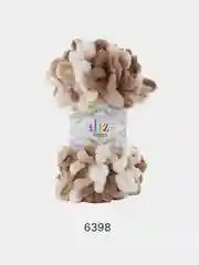 Бежевый меланж пряжа Alize Puffy Color 100% Микрополиэстер 100г  9м
