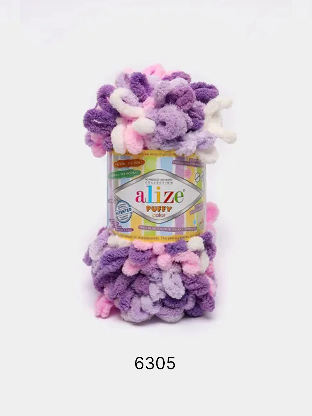 Пурпурный пряжа Alize Puffy Color 100% Микрополиэстер 100г  9м