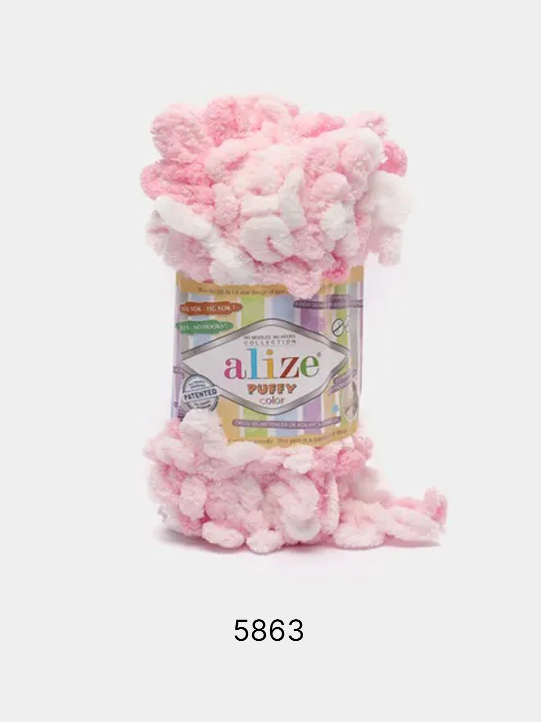 Розовый пряжа Alize Puffy Color 100% Микрополиэстер 100г  9м