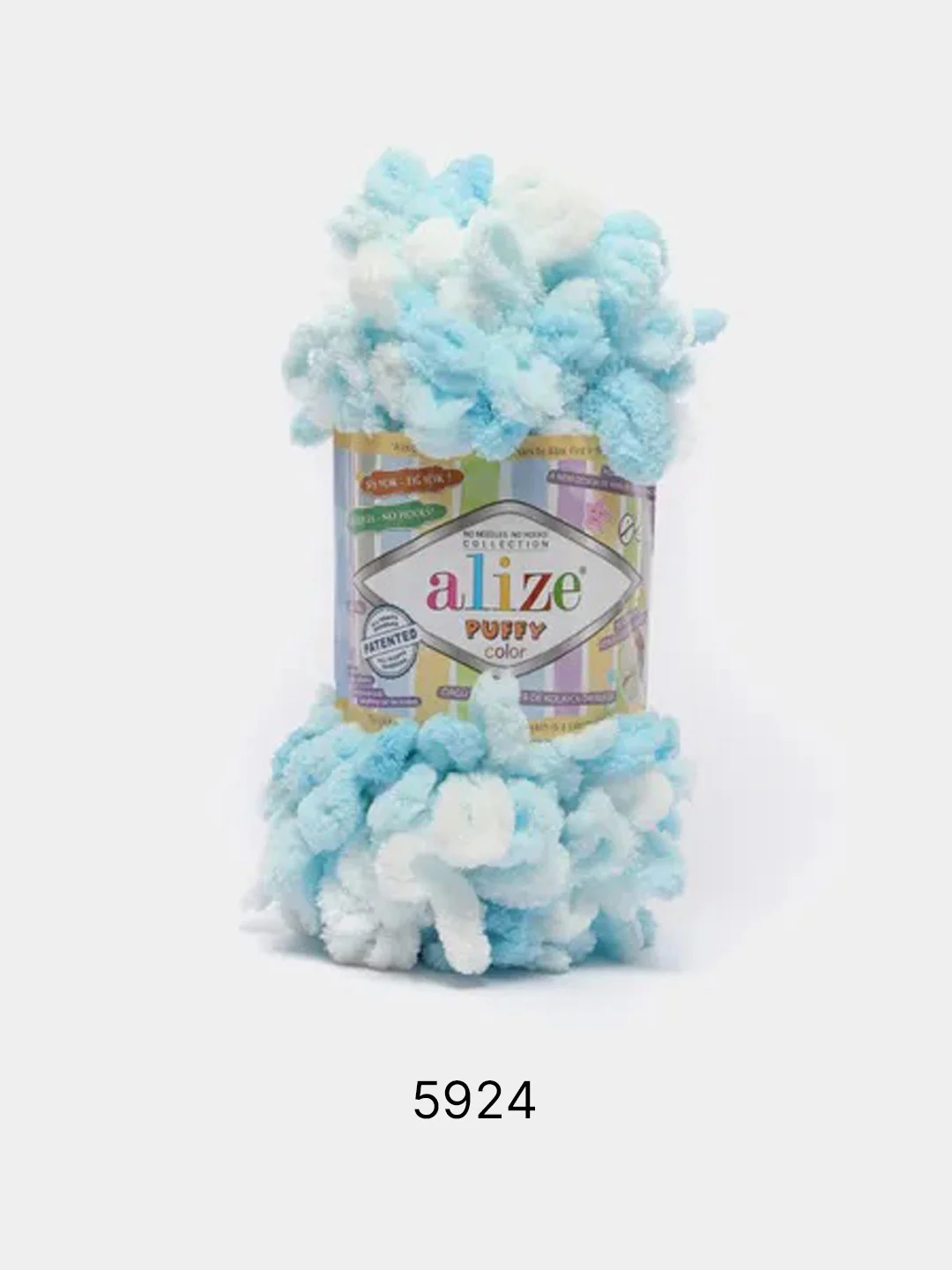Голубой пряжа Alize Puffy Color 100% Микрополиэстер 100г  9м