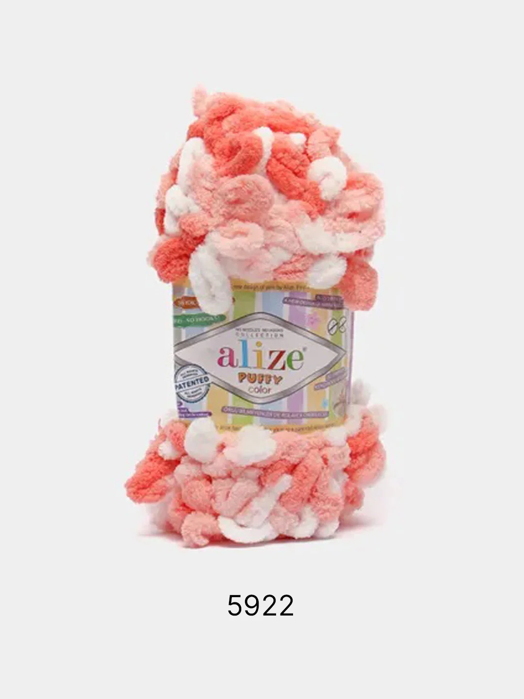 Коралловый пряжа Alize Puffy Color 100% Микрополиэстер 100г  9м
