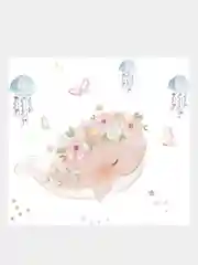 Розовый наклейка интерьерная декоративная на стену "Розовый кит"