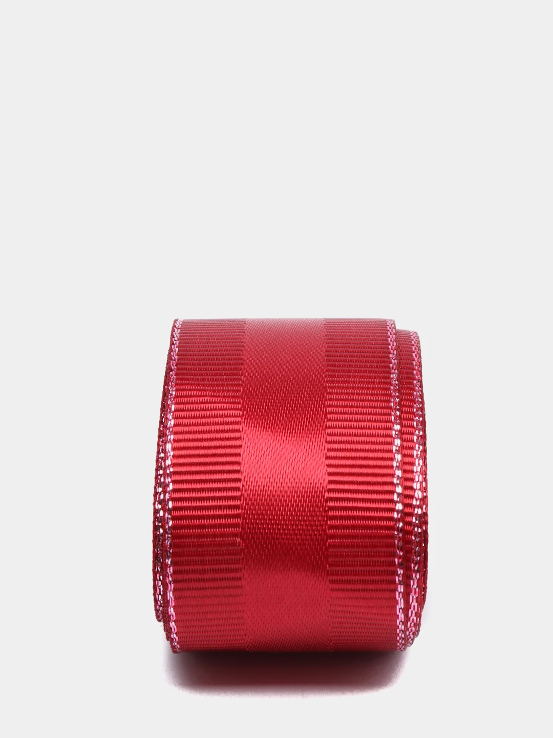 Бордовый лента репсовая с люрексом и атласной вставкой, 2,5 см x 2 метра