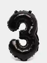 Черный воздушный шар "Цифра 3" 40 см, черный