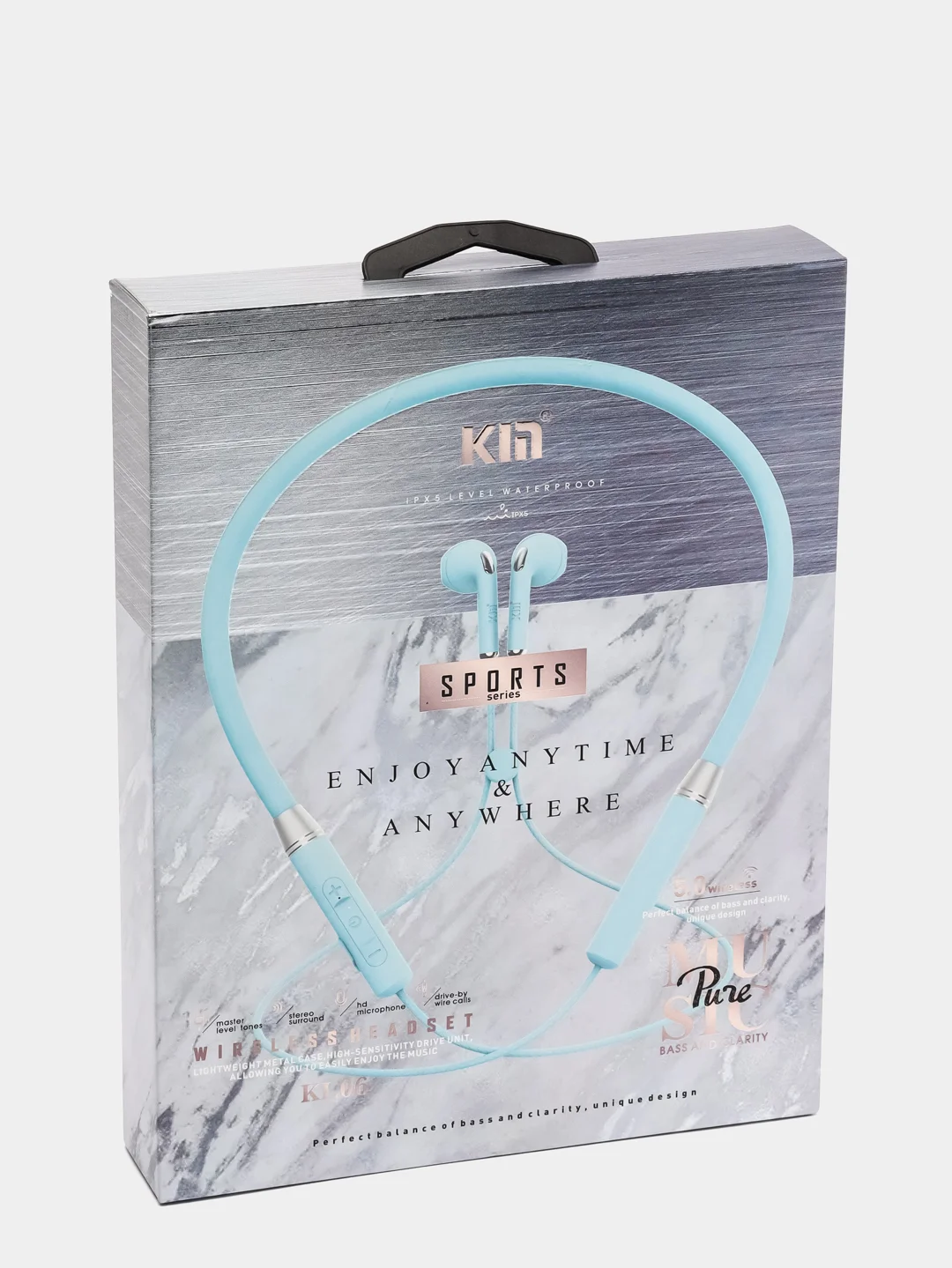 Бирюзовый беспроводные спортивные наушники Kin KL06