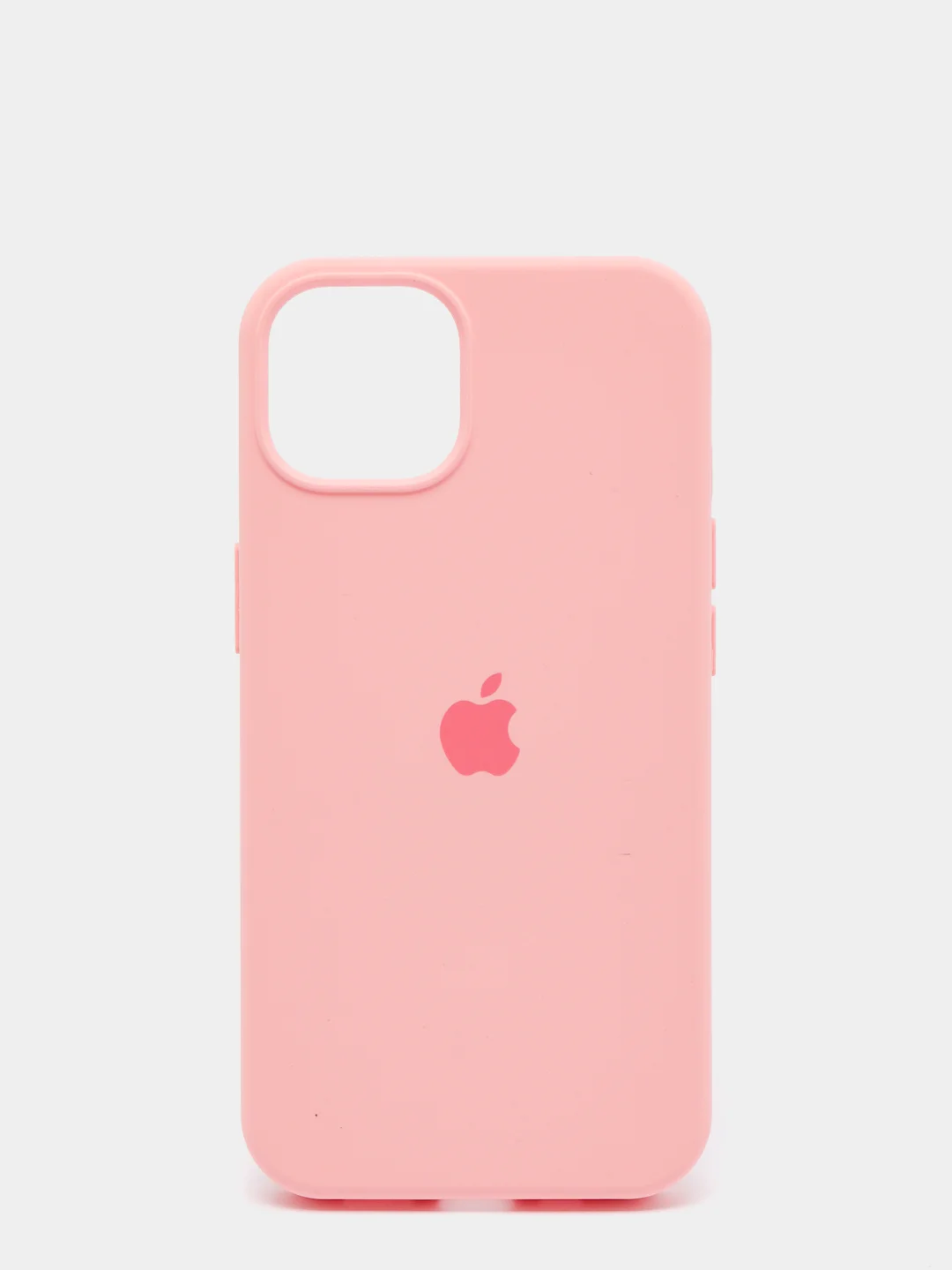Розовый чехол для iPhone 13 Silicone Case закрытый низ с логотипом