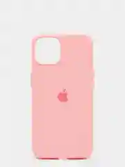 Розовый чехол для iPhone 13 Silicone Case закрытый низ с логотипом