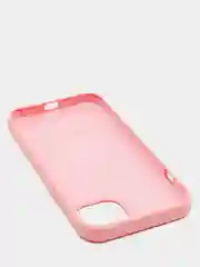 Розовый чехол для iPhone 13 Silicone Case закрытый низ с логотипом