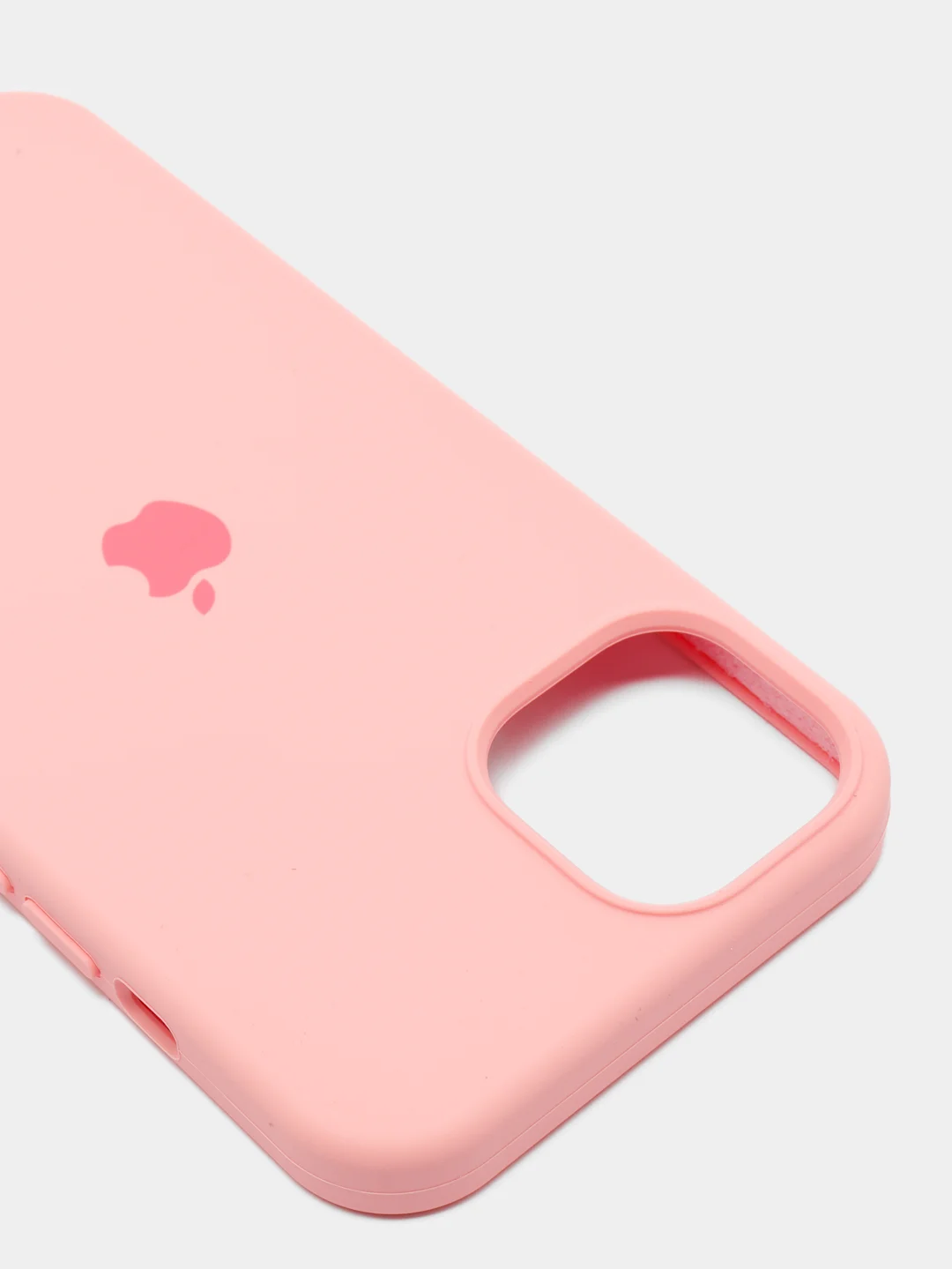 Розовый чехол для iPhone 13 Silicone Case закрытый низ с логотипом