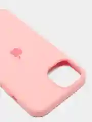 Розовый чехол для iPhone 13 Silicone Case закрытый низ с логотипом