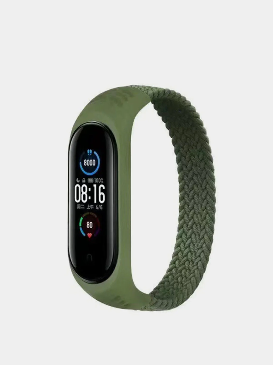 Хаки ремешок матерчатый, для Xiaomi Mi Band 3, 4, 5, 6, 7