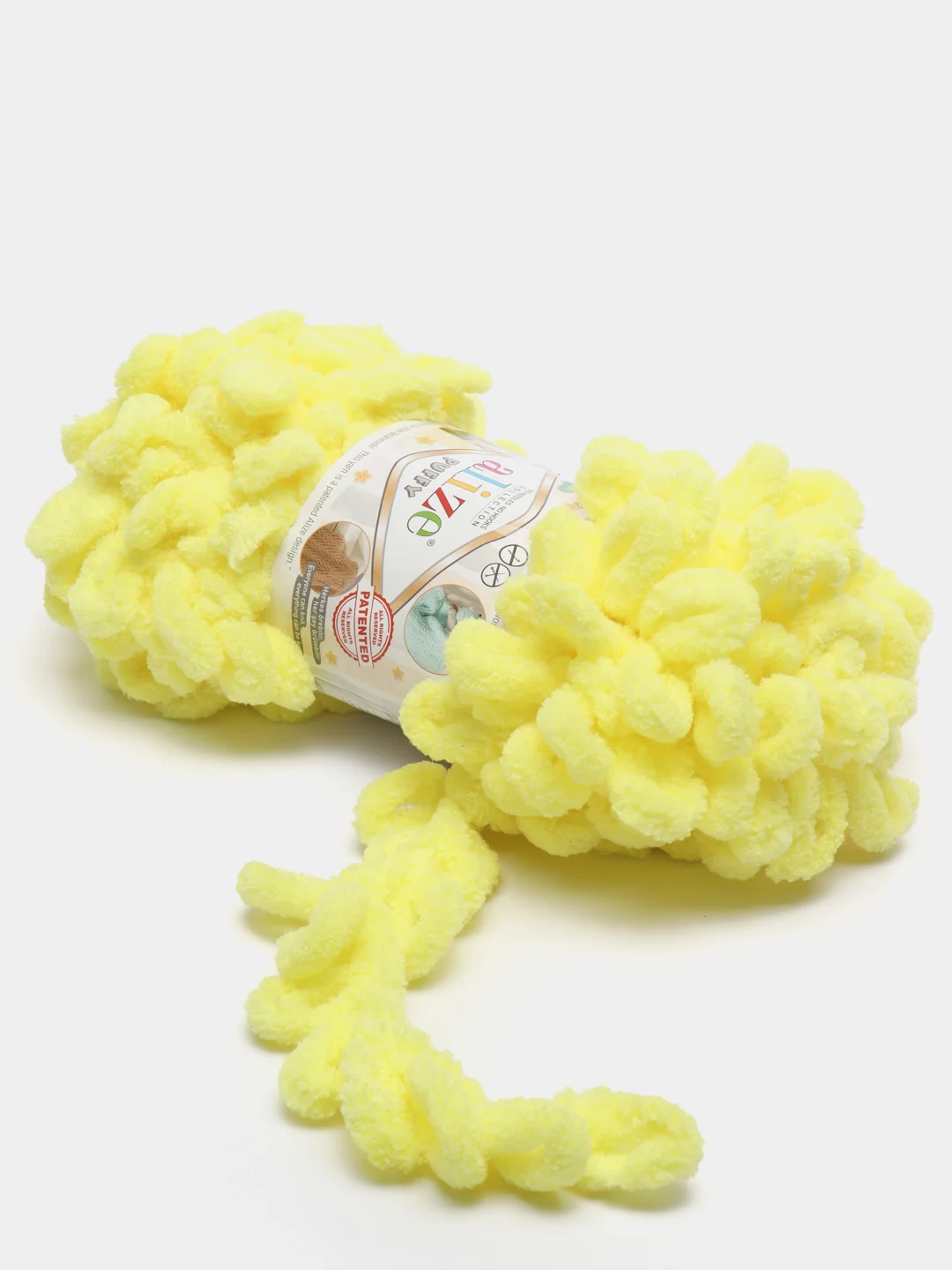 Лимонный пряжа Alize Puffy петельки