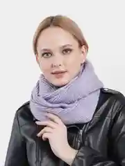 Лавандовый снуд вязаный, шерстяной в два оборота