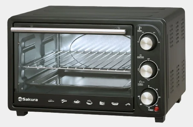 Черный духовка электрическая Sakura SA-7025B 1500Вт 30л таймер