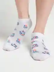 Белый носки женские короткие со смайлами
