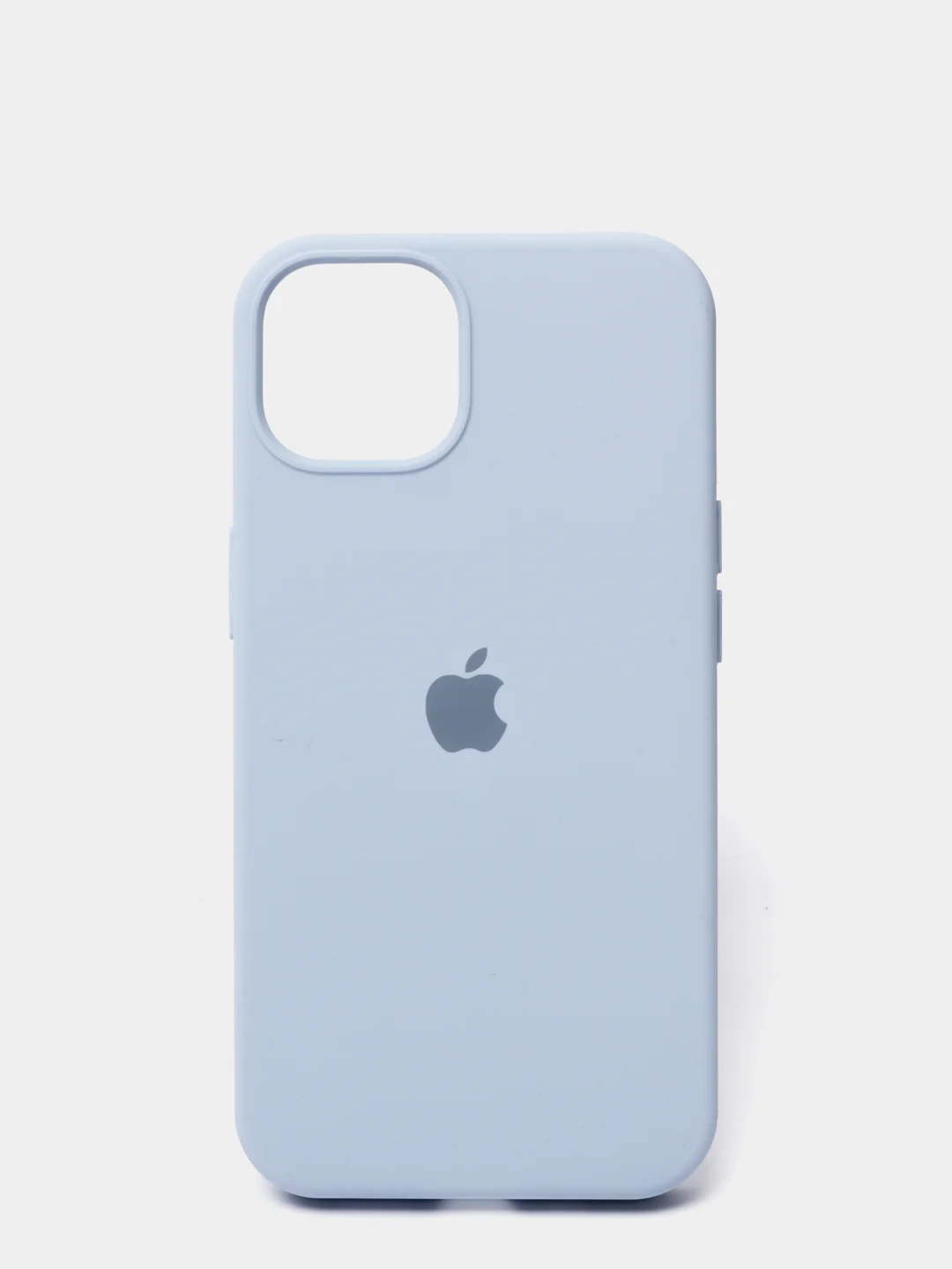 Голубой чехол для iPhone 13 Silicone Case закрытый низ с логотипом