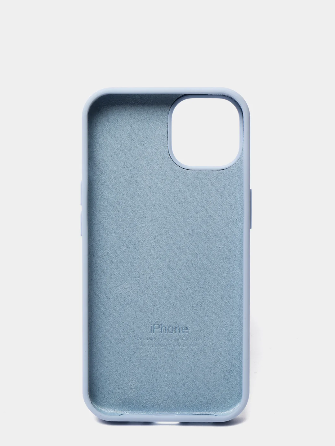 Голубой чехол для iPhone 13 Silicone Case закрытый низ с логотипом