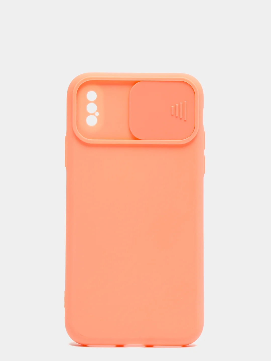 Коралловый чехол iPhone X / Xs силиконовый с закрывающейся камерой