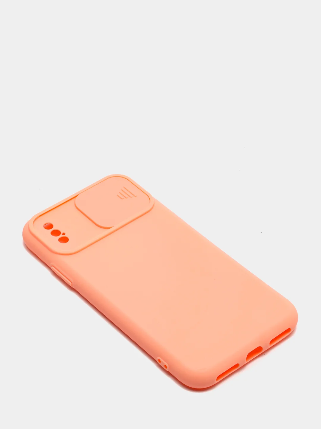 Коралловый чехол iPhone X / Xs силиконовый с закрывающейся камерой