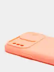 Коралловый чехол iPhone X / Xs силиконовый с закрывающейся камерой