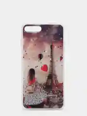 Бежевый меланж чехол Apple iPhone 6 / 6s, 7 / 8 / SE 2020 пластиковый с рисунком, со стразами Стрекоза