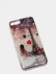 Бежевый меланж чехол Apple iPhone 6 / 6s, 7 / 8 / SE 2020 пластиковый с рисунком, со стразами Стрекоза