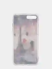 Бежевый меланж чехол Apple iPhone 6 / 6s, 7 / 8 / SE 2020 пластиковый с рисунком, со стразами Стрекоза