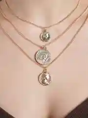 Золотой многослойное ожерелье "Монетка"