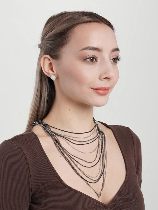 Колье геометрия из цепей, многослойное