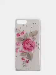 Тёмно-розовый чехол Apple iPhone 6 / 6s, 7 / 8 / SE 2020 пластиковый с рисунком, со стразами Стрекоза