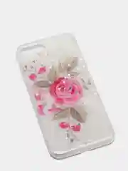 Тёмно-розовый чехол Apple iPhone 6 / 6s, 7 / 8 / SE 2020 пластиковый с рисунком, со стразами Стрекоза