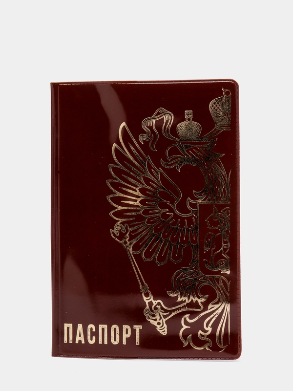 Обложка для паспорта "Герб России", коричневый