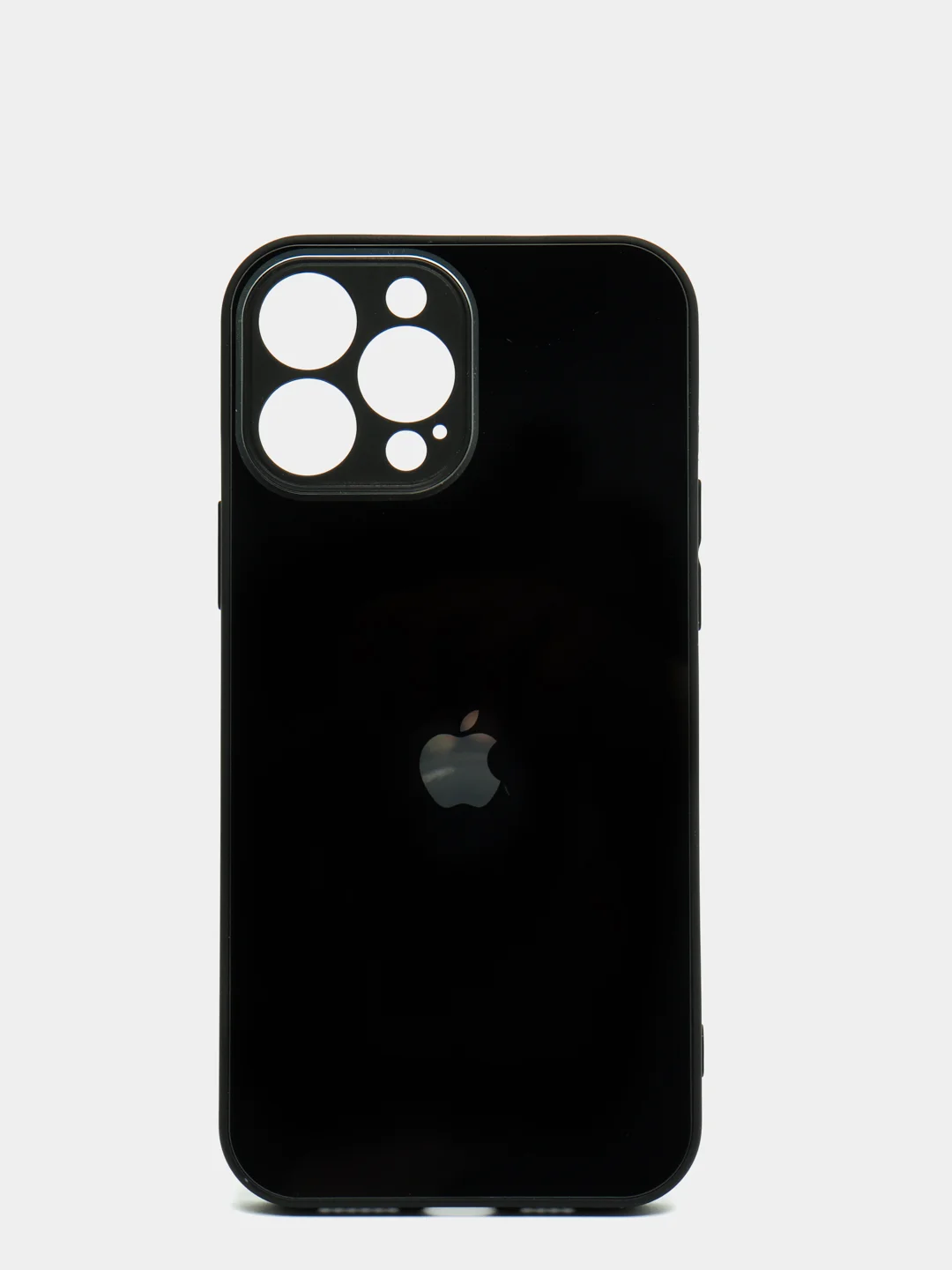 Черный чехол силиконовый со стеклянной панелью для iPhone 13 Pro Max