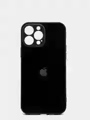 Черный чехол силиконовый со стеклянной панелью для iPhone 13 Pro Max