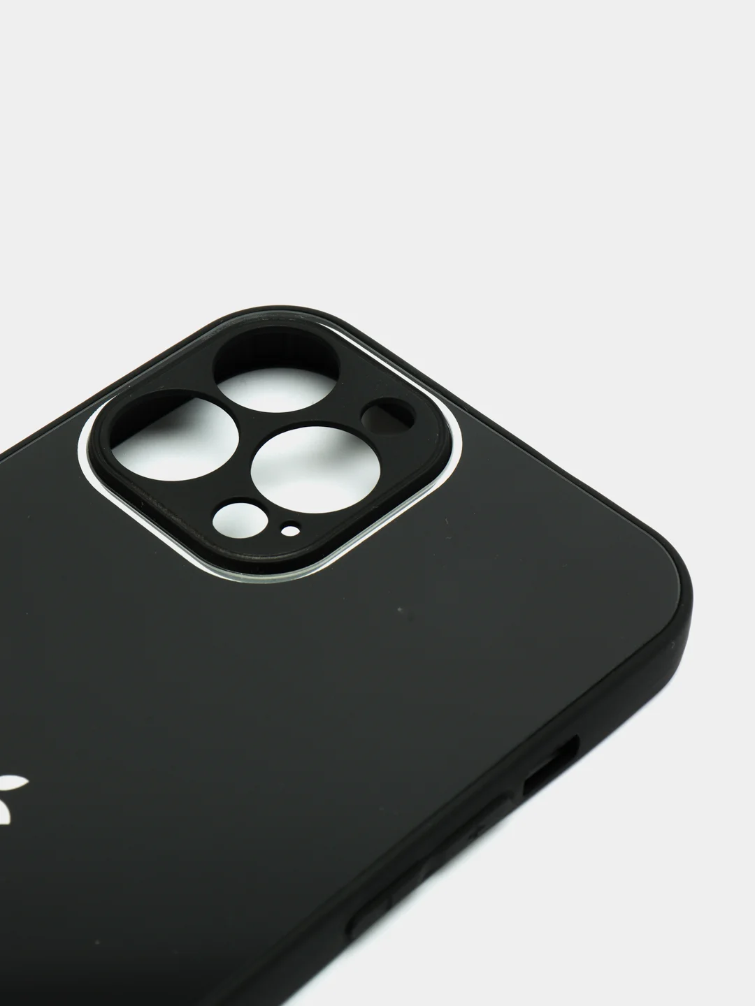 Черный чехол силиконовый со стеклянной панелью для iPhone 13 Pro Max