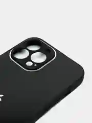 Черный чехол силиконовый со стеклянной панелью для iPhone 13 Pro Max