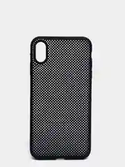 Черный чехол iPhone Xs Max пластиковый+силиконовый в сетку