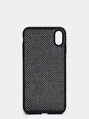 Черный чехол iPhone Xs Max пластиковый+силиконовый в сетку